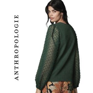 Anthropologie Maeve Textured-Sleeve Top